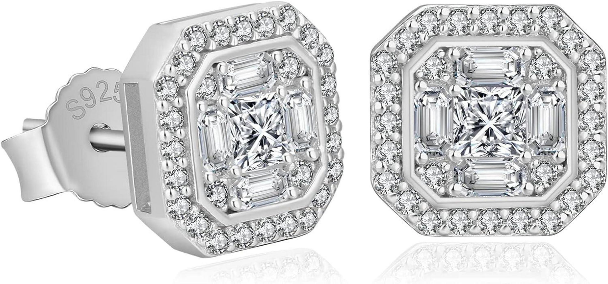 KRKC&CO S925 Silber Herren Ohrringe Iced Out Zirkonia 9mm