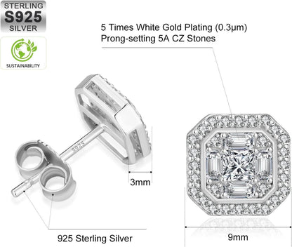 KRKC&CO 925 Silber Iced Out Ohrringe Herren Gold Zirkonia 9mm