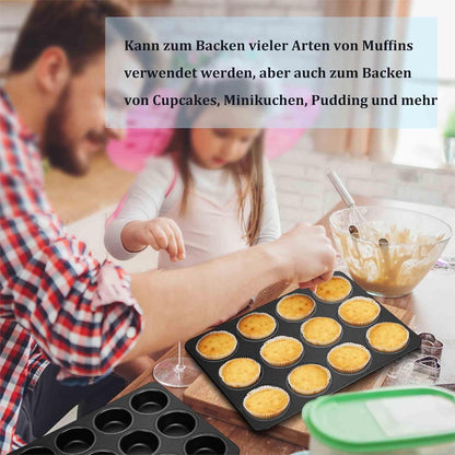 Muffinform für 12 Muffins Edelstahlkern Antihaftbeschichtung 35x26cm