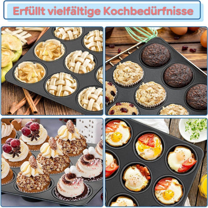 Muffinform für 12 Muffins Edelstahlkern Antihaftbeschichtung 35x26cm