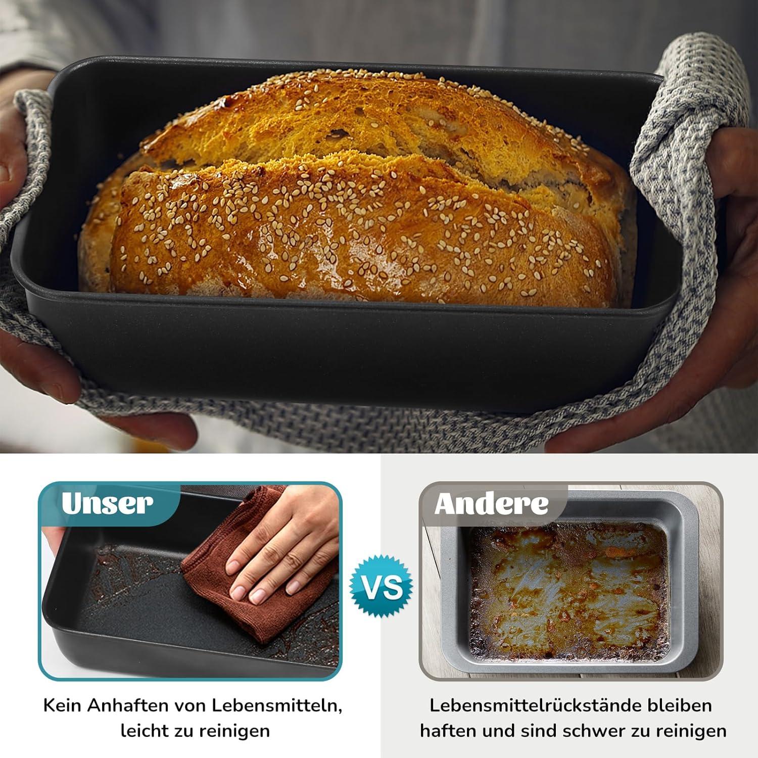 Homikit Kastenform Set Edelstahl Antihaftbeschichtung 23x12x6 cm