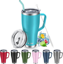 Thermobecher mit Strohhalm 850ml Isolierbecher Edelstahl mit 2 Deckeln