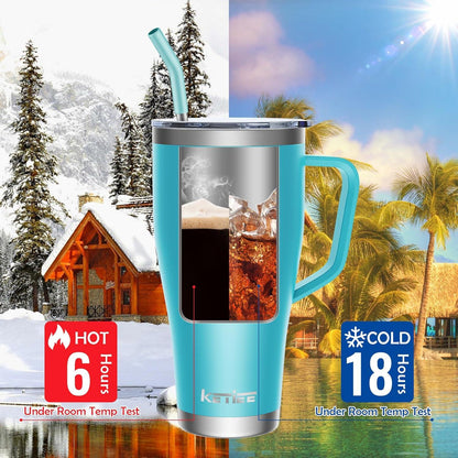 KETIEE Thermobecher 850ml mit Strohhalm und 2