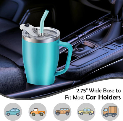 Thermobecher 850ml mit Strohhalm und 2 Deckeln Edelstahl Isolierbecher