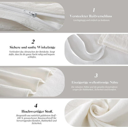 Bettwäsche Set 135x200 Baumwolle Milky White 4tlg Stone Washed-Look