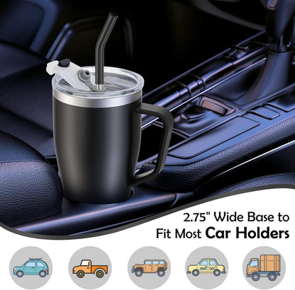 Thermobecher Strohhalm 850ml Kaffeebecher Deckeln Edelstahl