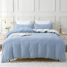 Bettwäsche Set 135x200 4tlg. Baumwolle Haiya Blue Stone Washed