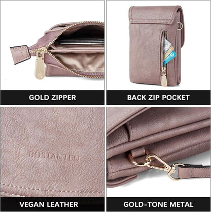 Kleine Damen Handytasche Umhängetasche Lila aus PU Leder
