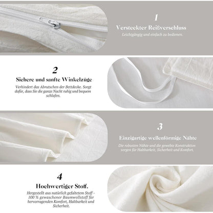Bettwäsche-Set 200x200 Baumwolle Milky White Stone Washed