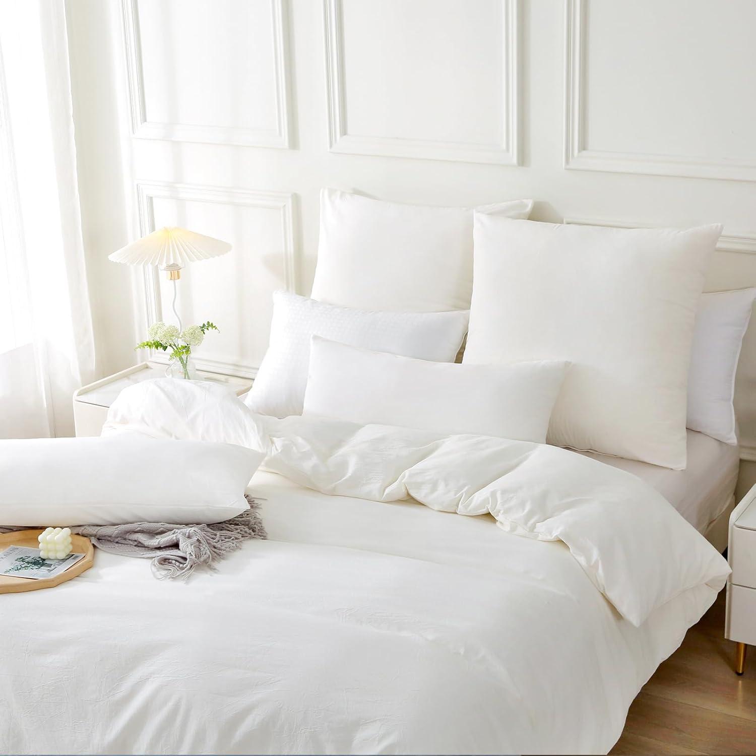 Bettwäsche-Set 200x200 Baumwolle Milky White Stone Washed