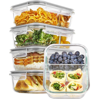 5er Glasbehälter mit Deckel 33oz, Meal Prep Boxen für