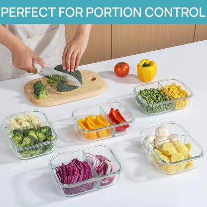 5er Glasbehälter mit Deckel 33oz, Meal Prep Boxen für