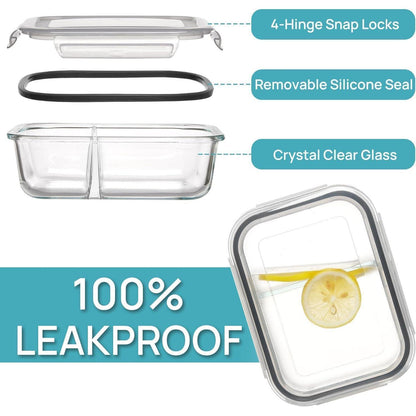 5er Glasbehälter mit Deckel 33oz, Meal Prep Boxen für