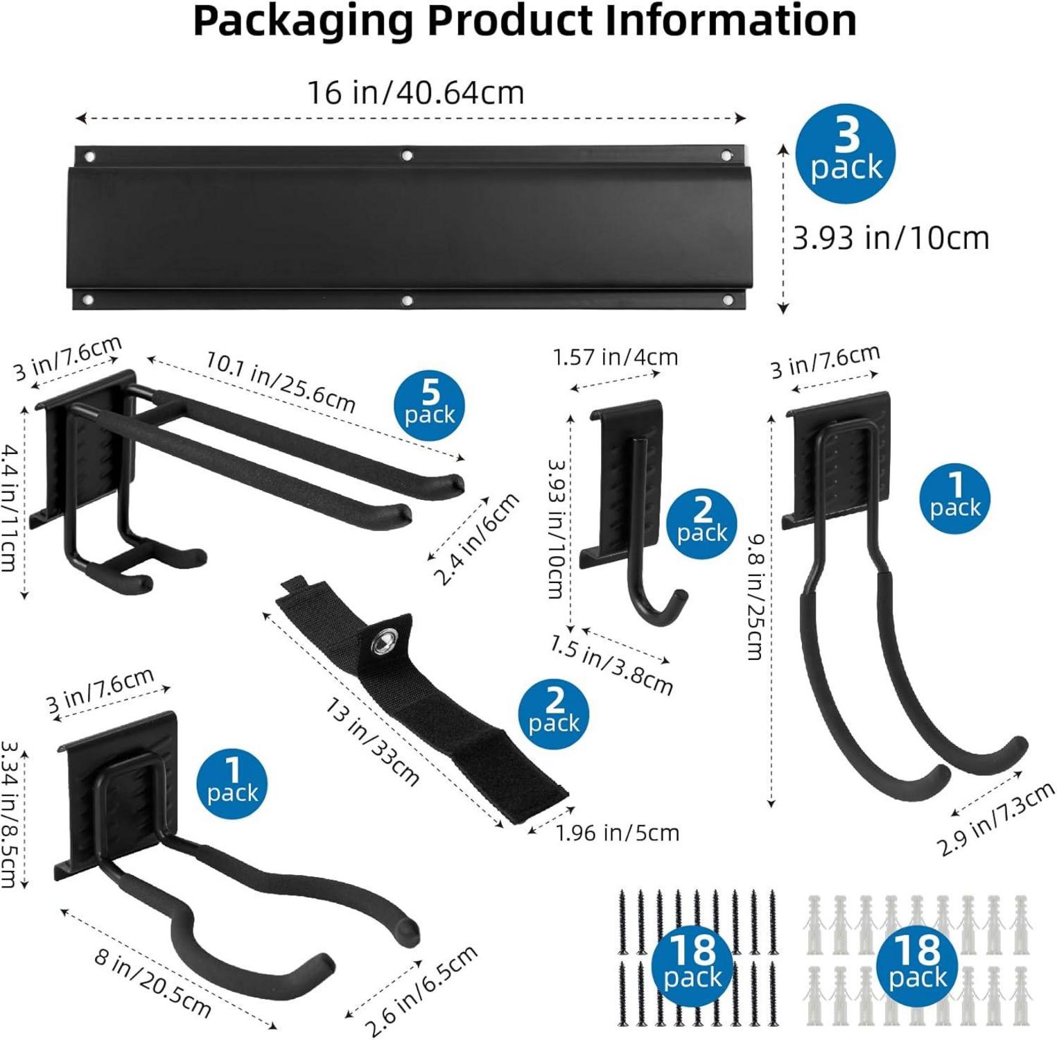 Garage Tool Management Wandregal mit 9 verstellbaren Haken 48 Zoll