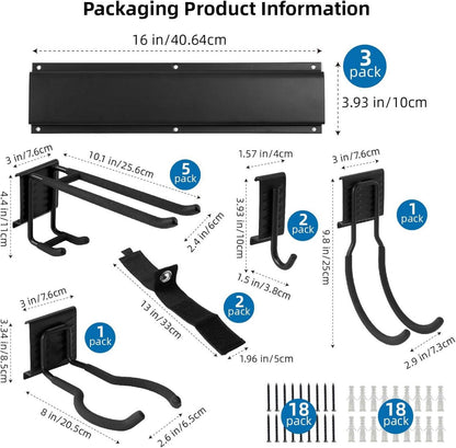 Garage Tool Management Wandregal mit 9 verstellbaren Haken 48 Zoll