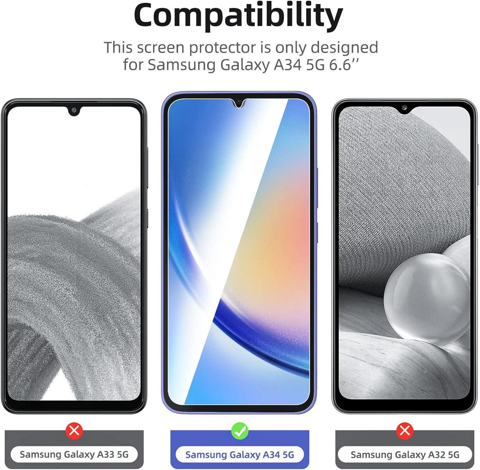 Panzer Schutz Glas 3 Stück Samsung Galaxy A34 5G 9H Härte Ultra-klar
