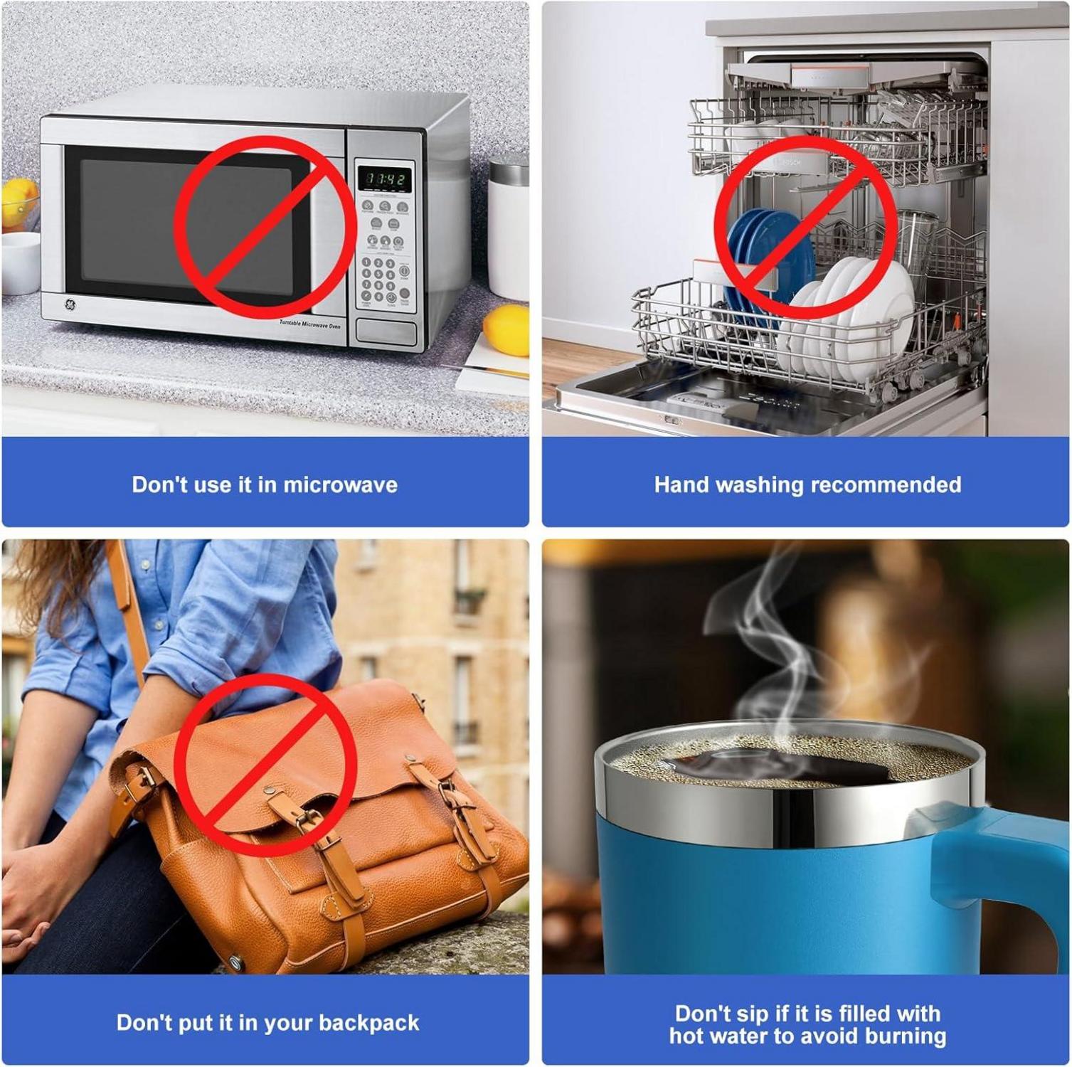 Thermobecher Strohhalm Henkel Deckel Edelstahl Becher 850ML Blau