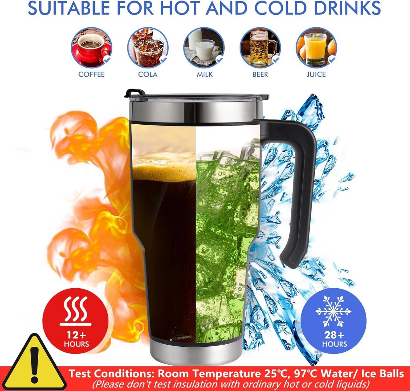 Thermobecher Strohhalm Henkel Deckel Edelstahl Becher BPA Frei