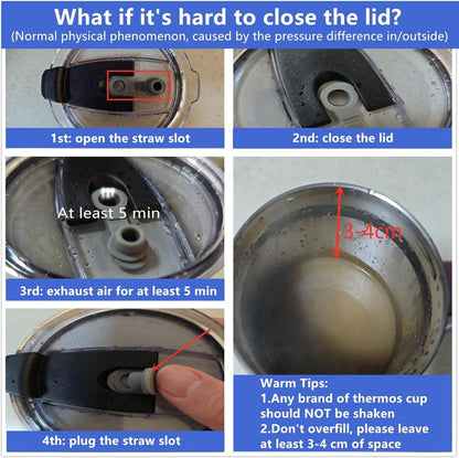 Thermobecher Strohhalm Henkel Deckel Kaffeebecher 850ml Schwarz