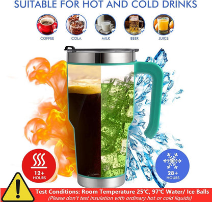 Thermobecher mit Strohhalm und Henkel Trinkbecher Deckel 850ml