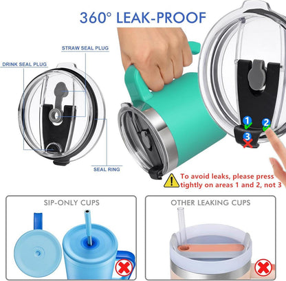 EQARD Thermobecher Strohhalm Henkel Deckel BPA-frei 30oz Aquamarin