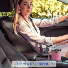 EQARD Thermobecher mit Strohhalm und Henkel 850ml Rosa