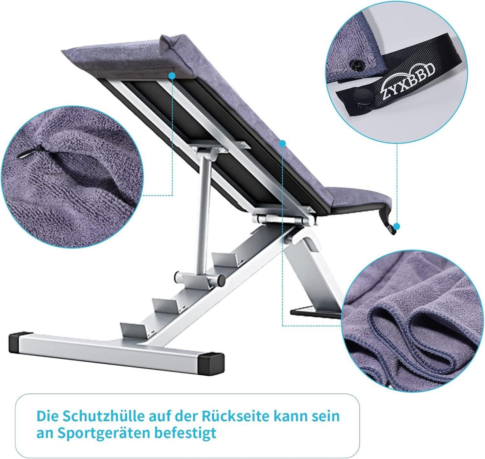 ZYXBBD Fitness Handtuch 120x50cm rutschfest mit Tasche und Reißverschluss