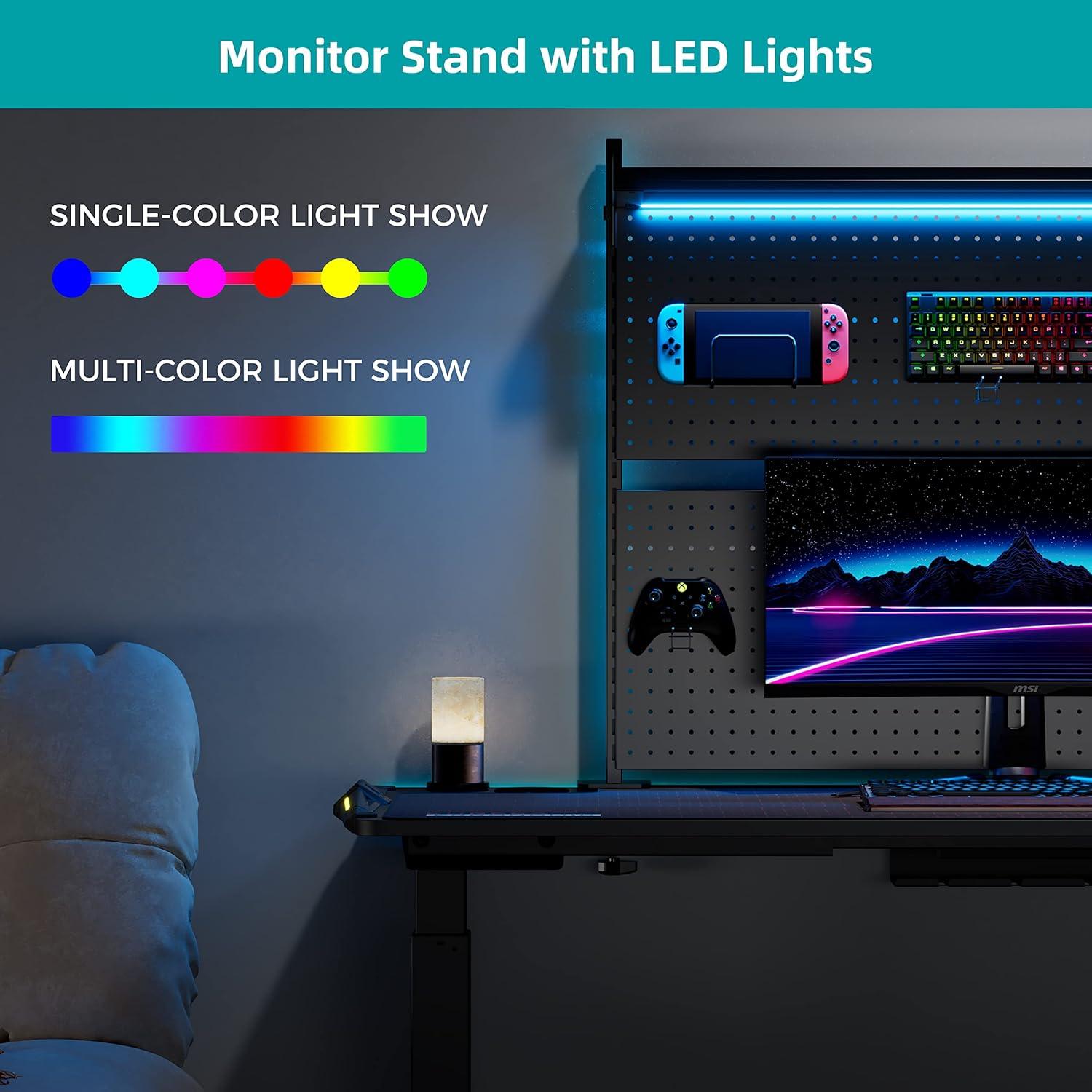 LED Schreibtisch Stecktafel mit Dual Monitor Ständer & RGB Beleuchtung