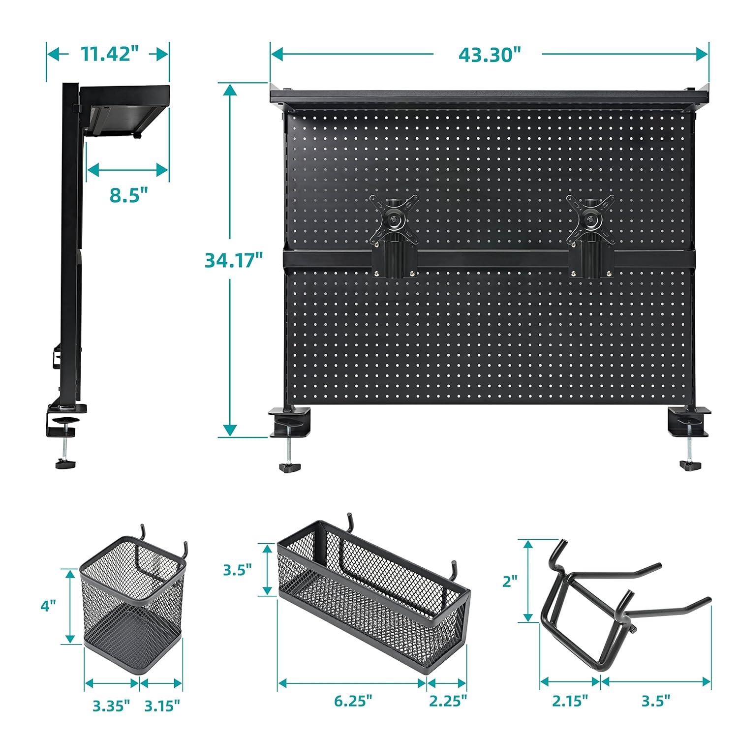 Ergonomic LED Schreibtisch Stecktafel mit Dual Monitor Ständer - Gamer Computertisch Zubehör