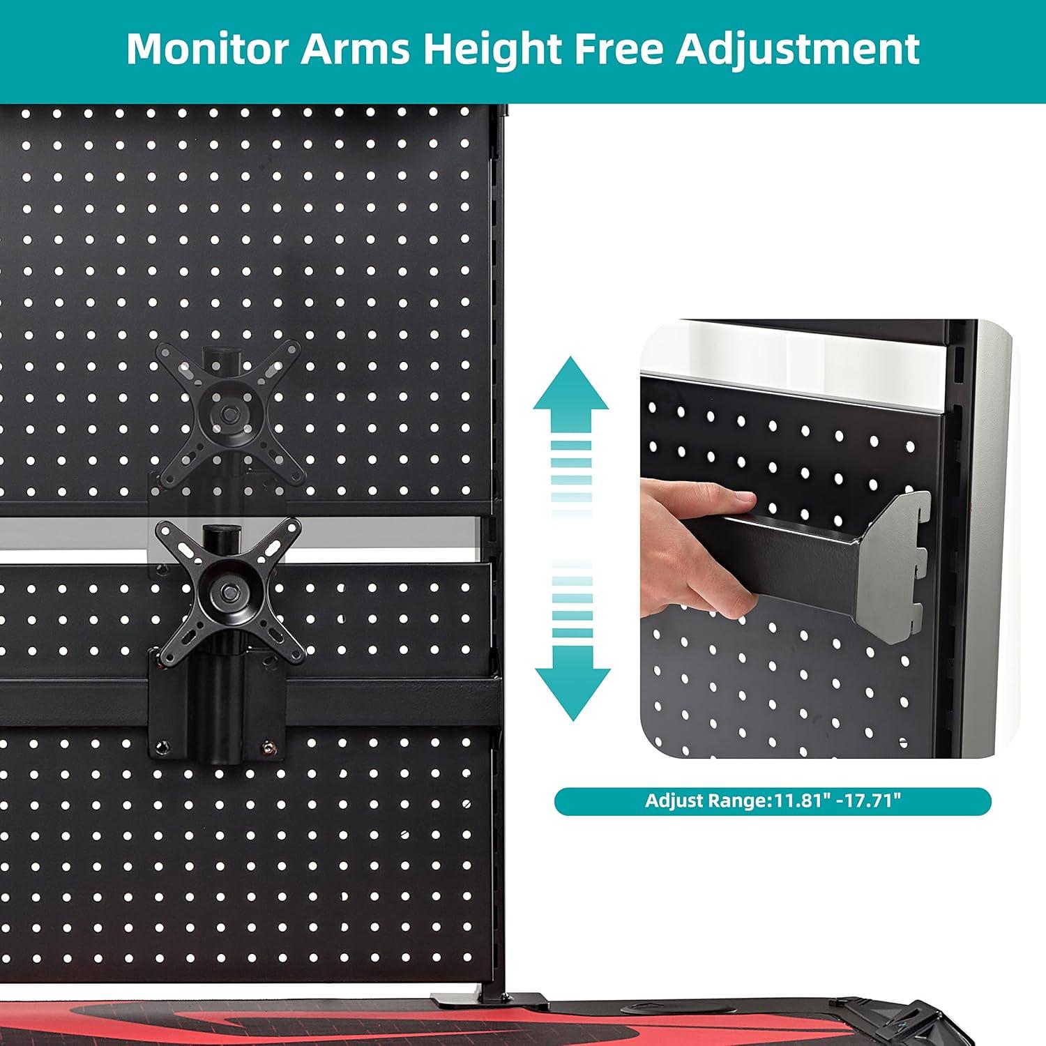 LED Schreibtisch Stecktafel Dual Monitor Ständer 360° drehbar Organizer Schwarz