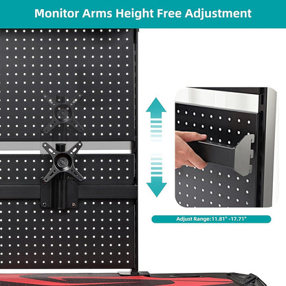 LED Schreibtisch Stecktafel Dual Monitor Ständer 360° drehbar Organizer Schwarz