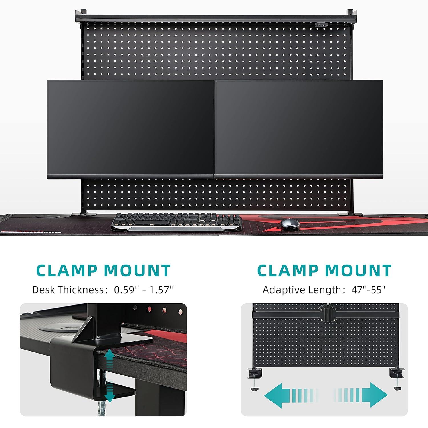 LED Schreibtisch Stecktafel Dual Monitor Ständer 360° drehbar Organizer Schwarz