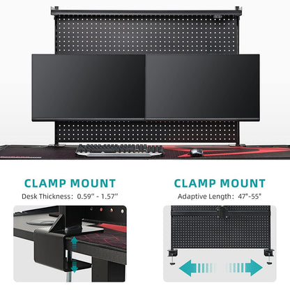 LED Schreibtisch Stecktafel Dual Monitor Ständer 360° drehbar Organizer Schwarz