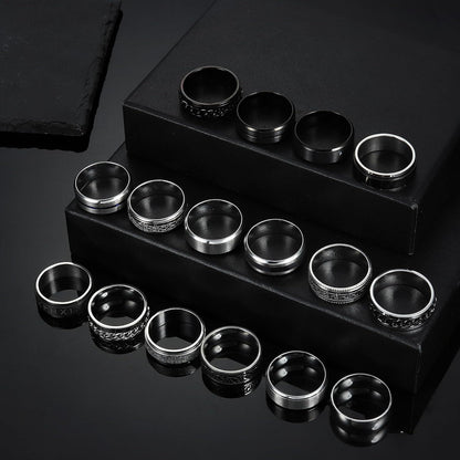 Herrenringe Edelstahl Silber Schwarz 16er Set Keltischer Knoten Vintage Wikinger
