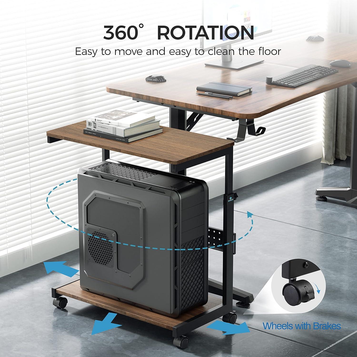 Höhenverstellbarer PC Tower Ständer ATX CPU Halter Rollen Maus Pad