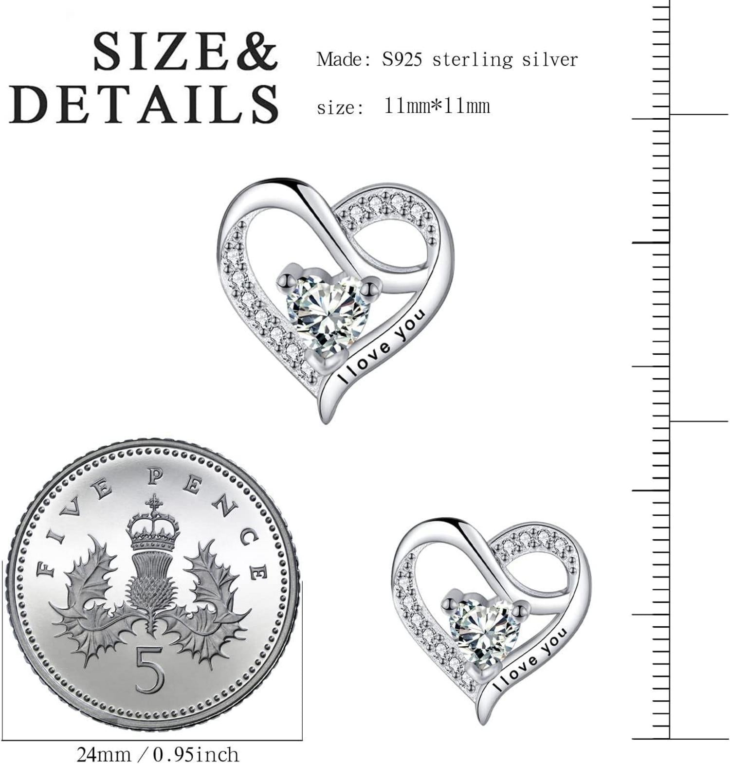 Herz Ohrringe Silber 925 Zirkonia Damen Ohrstecker Valentinstag