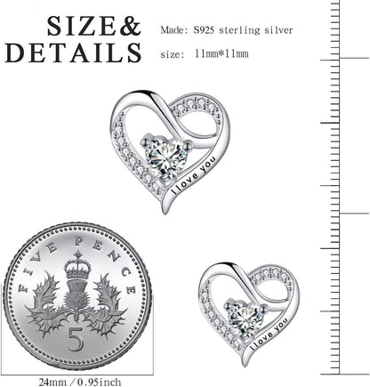 Herz Ohrringe Silber 925 Zirkonia Damen Ohrstecker Valentinstag