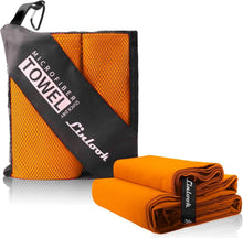 Microfaser Handtücher Set für Sport & Reise 160x80 + 80x40cm Orange
