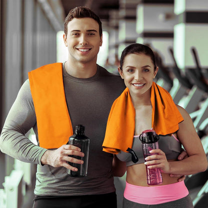 Microfaser Handtücher Set Groß Klein Orange Fitness Strand Yoga