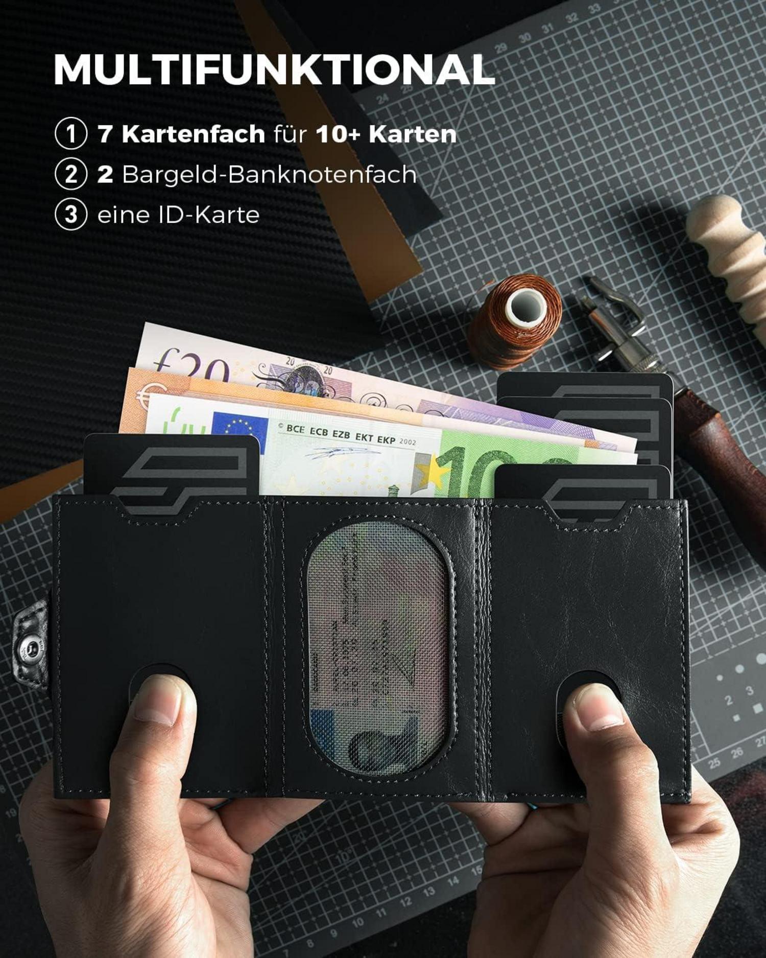 Minimale RFID-Schutz Geldbörse Münzfach Schwarz Slim Wallet