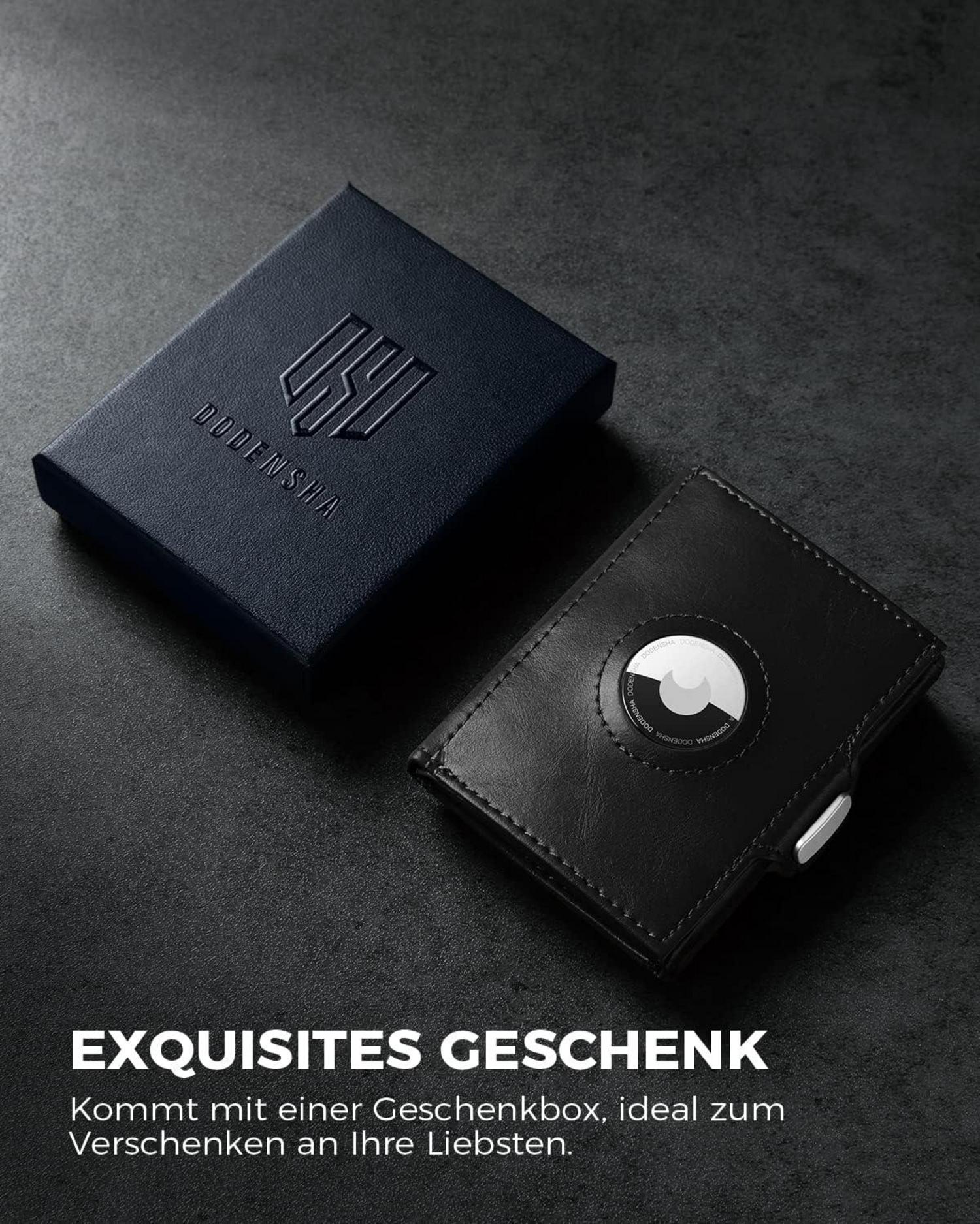 Herren RFID Slim Wallet Schwarz Kartenetui Münzfach LEDER
