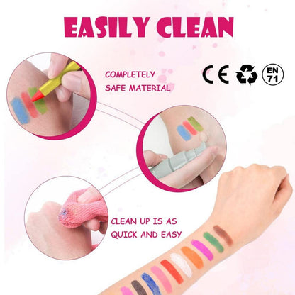 Kinderschminke Set 16 Farben Gesichtsfarbe Schminkstifte Bodypaint Karneval