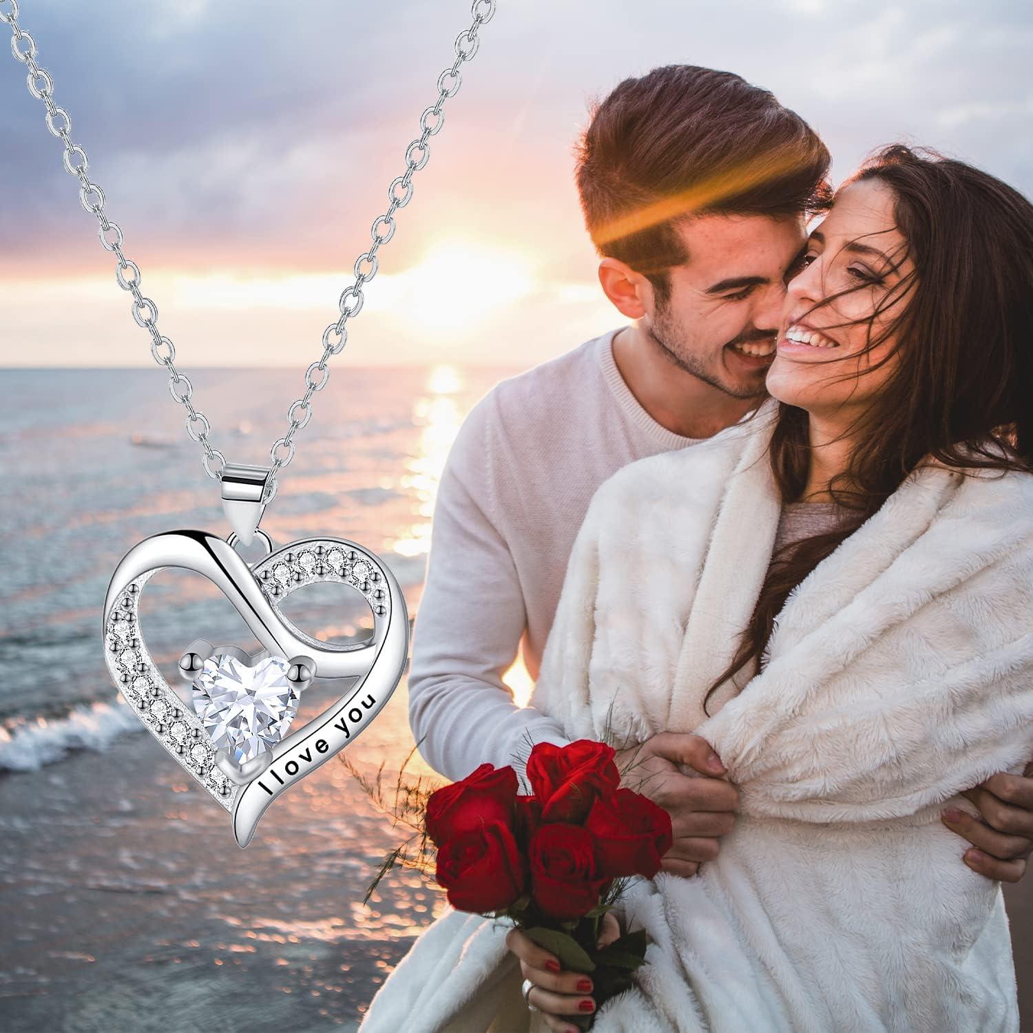 Herz Halskette Silber 925 Damen mit Zirkonia Valentinstag