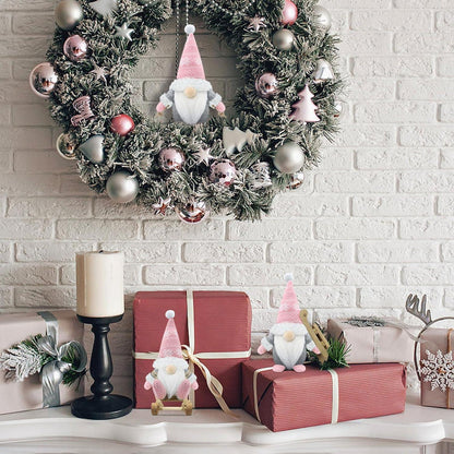 3er Set Weihnachtswichtel Figuren Rosa - Skandinavische Weihnachtsdeko