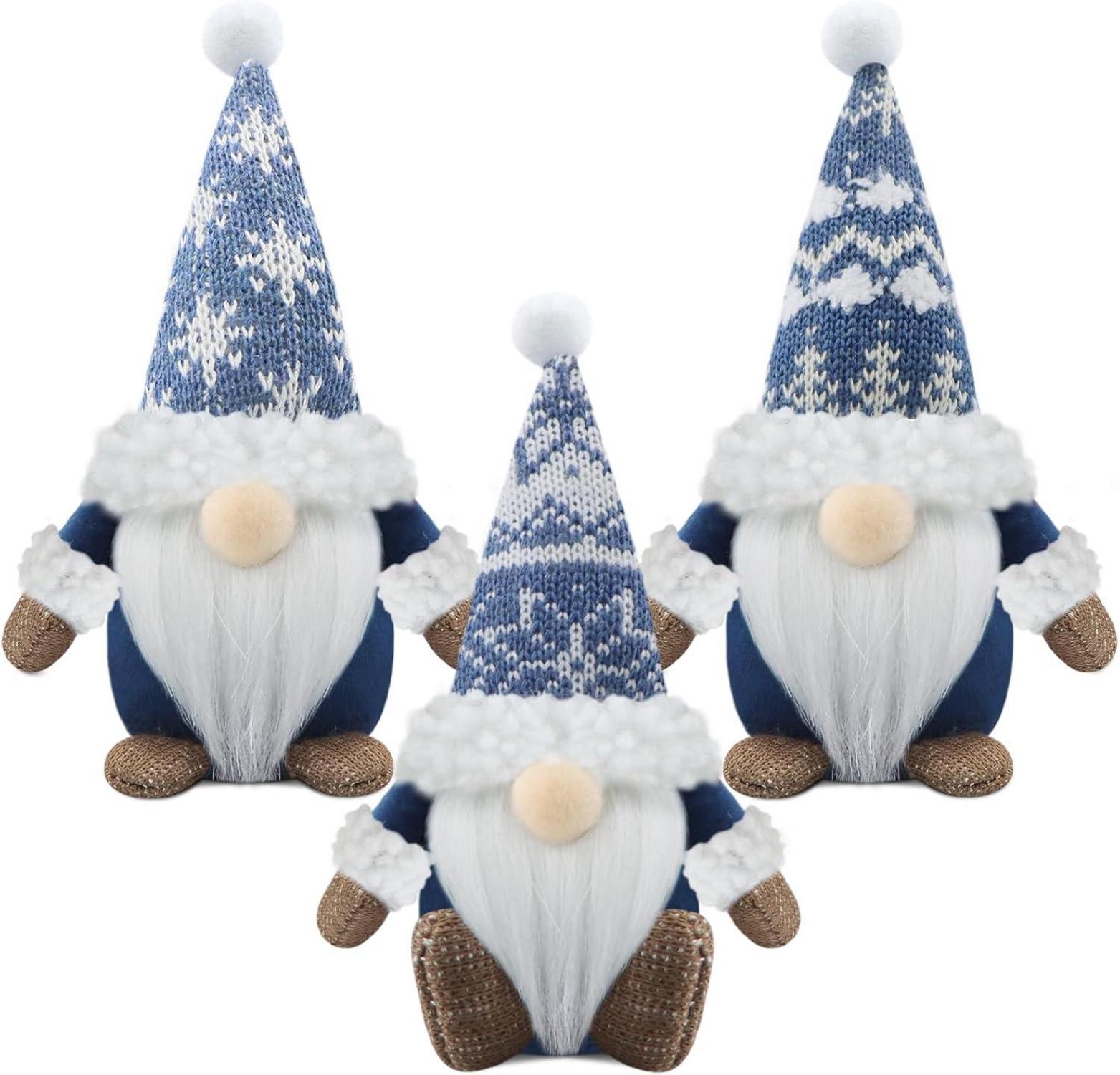 Weihnachtswichtel Figuren Set Weihnachtsdeko Blau
