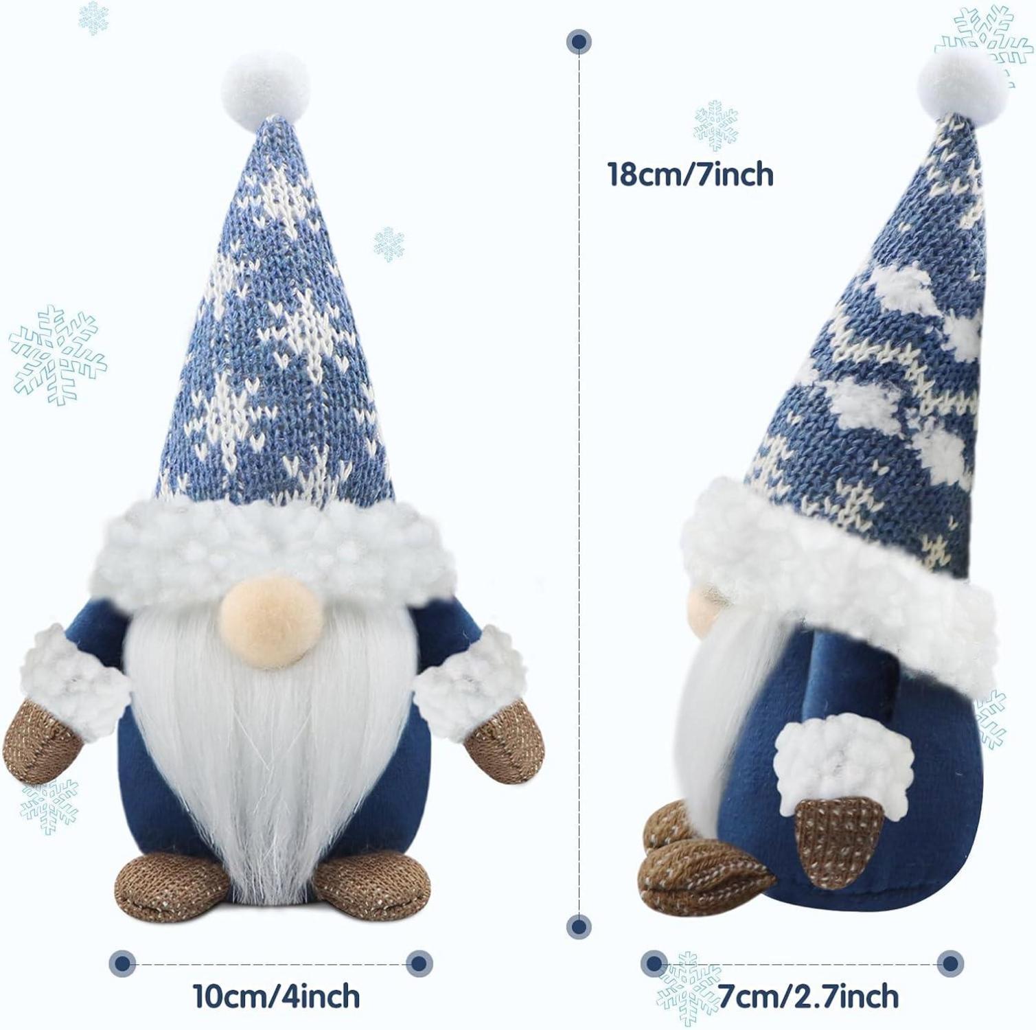 3er Set Weihnachtswichtel Figuren Blau