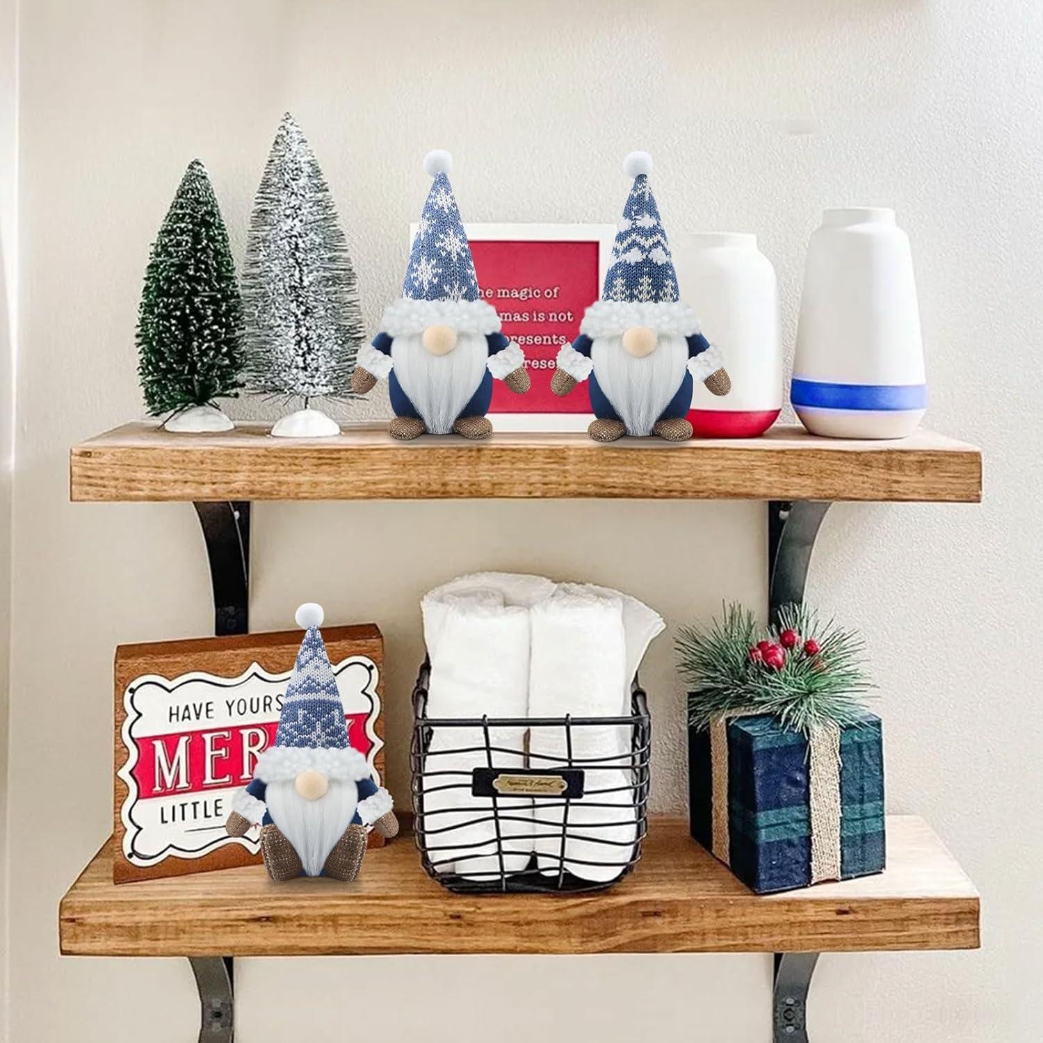 Weihnachtswichtel 3er Set Blau Christmas Deko für Zuhause