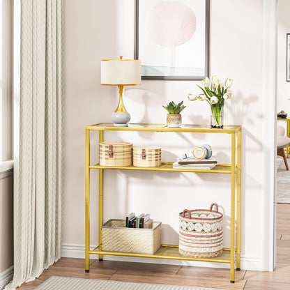 Konsolentisch gehärtetem Glas moderner Stil Goldfarben EGD21XG01G1