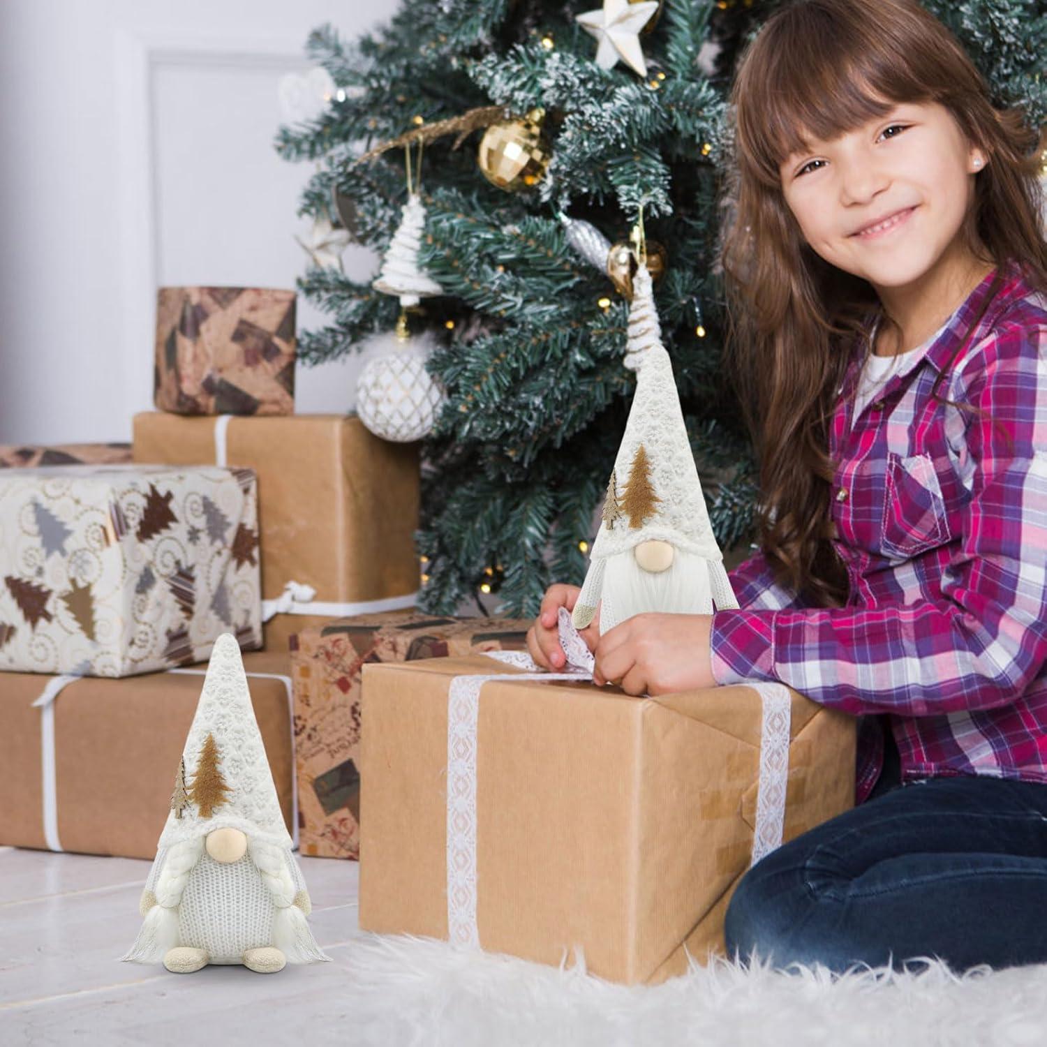 2er Set Weihnachtsdeko Wichtel Figuren Weiß - Weihnachtswichtel