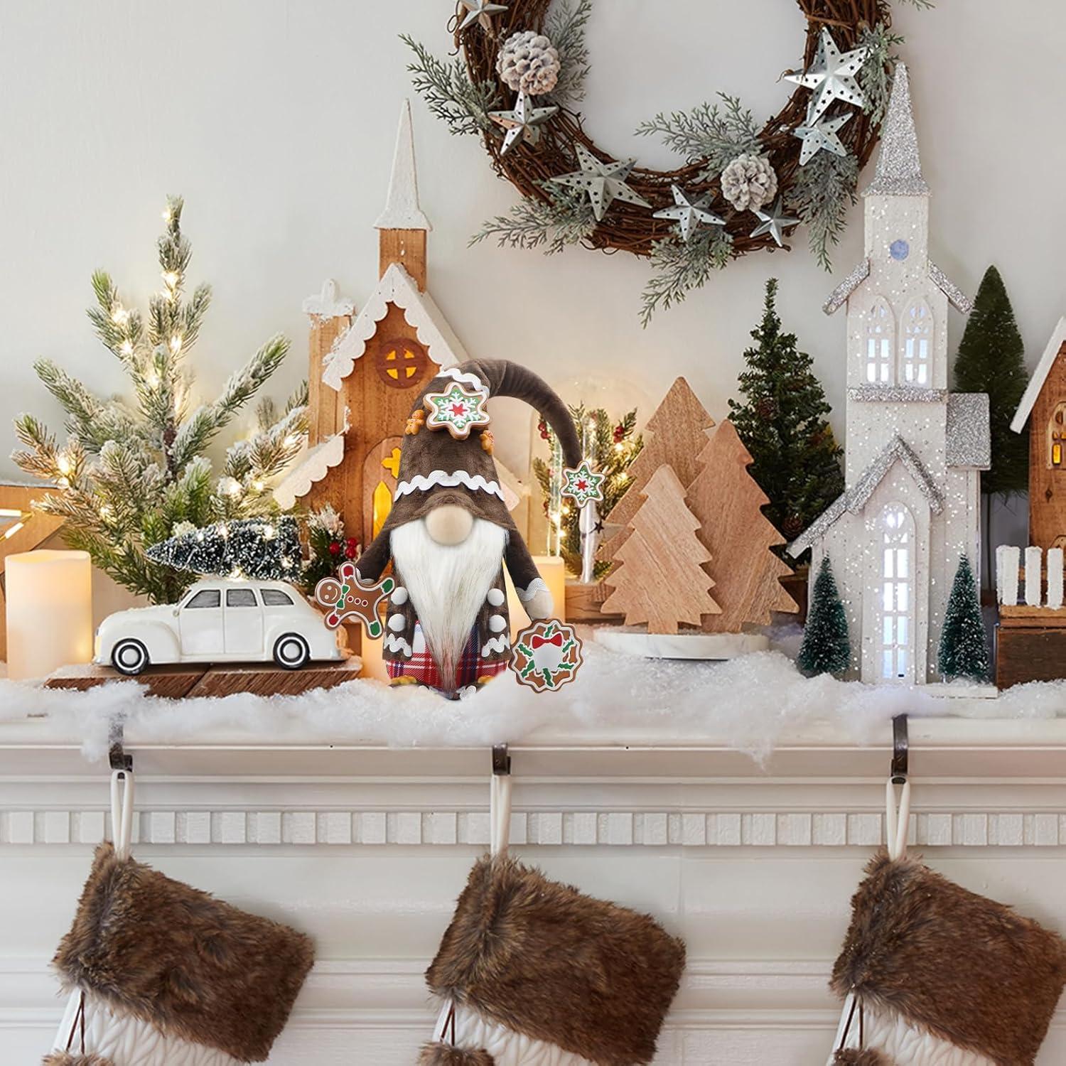 Gehydy Weihnachtswichtel Figuren 43cm Braun - Handgemachte Weihnachtsdeko für Home & Küche